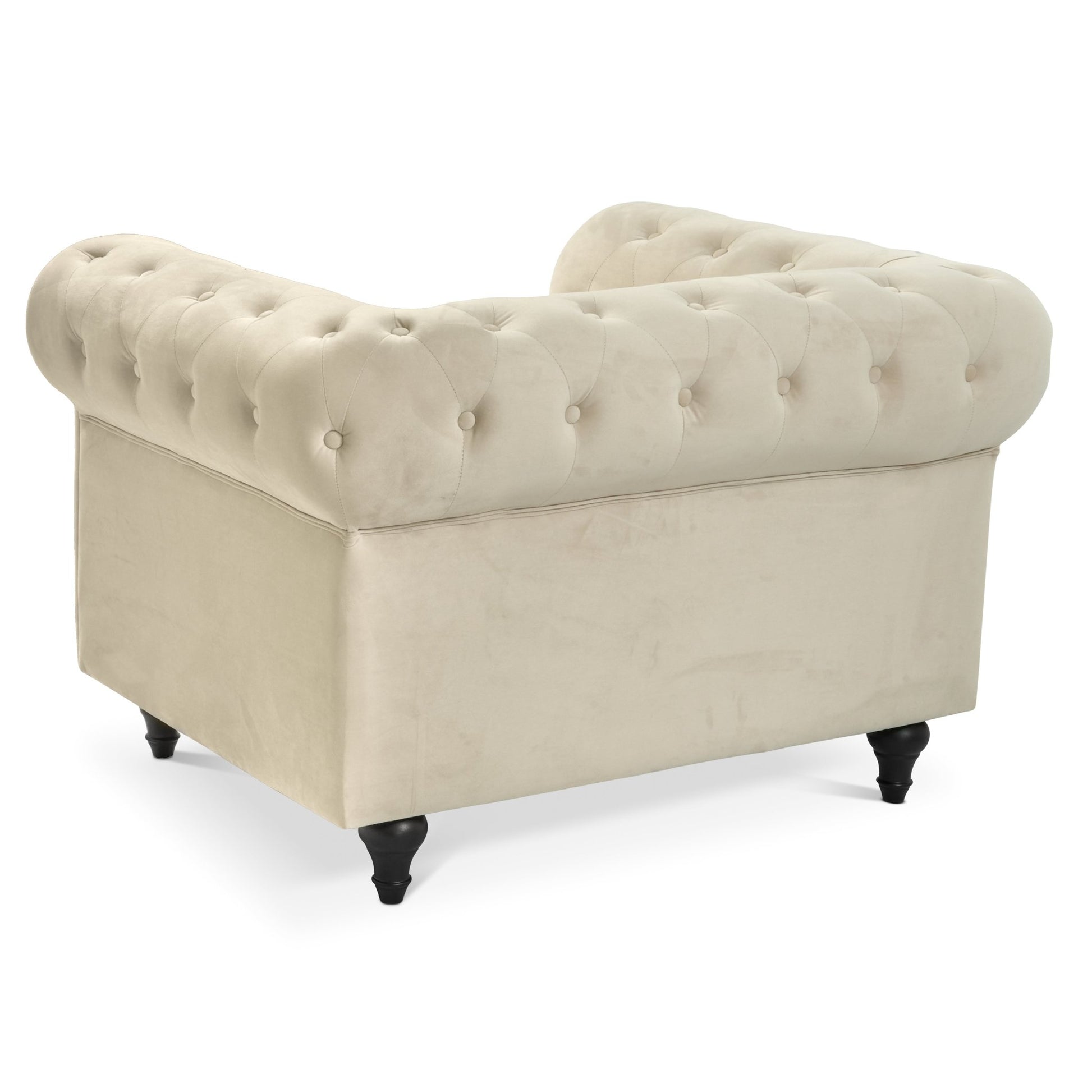 Chesterfield Velvet Armchair - Cream Furniture Bargainia
