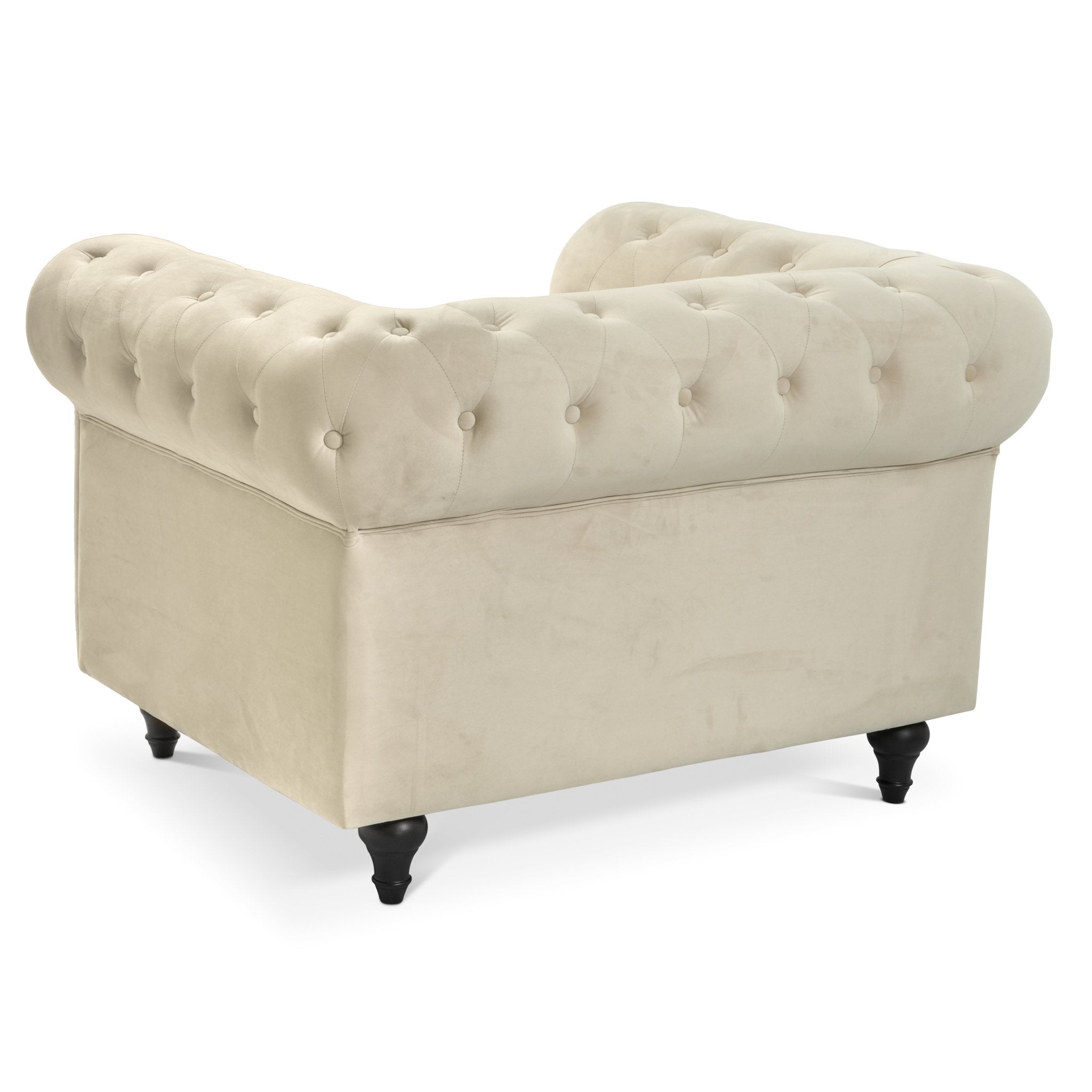 Chesterfield Velvet Armchair - Cream Furniture Bargainia