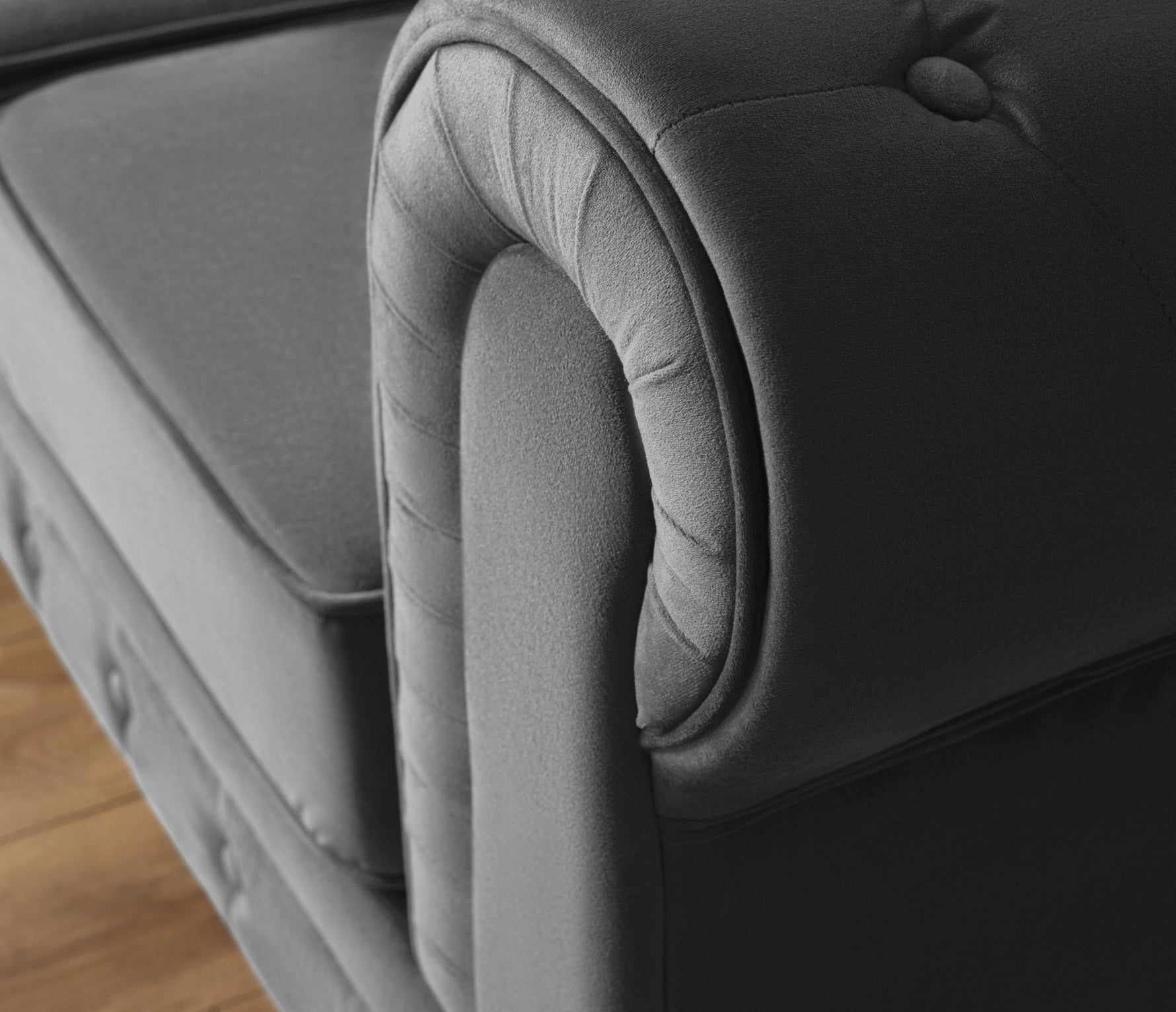 Chesterfield Velvet Arm Chair - Grey - Bargainia.com - 