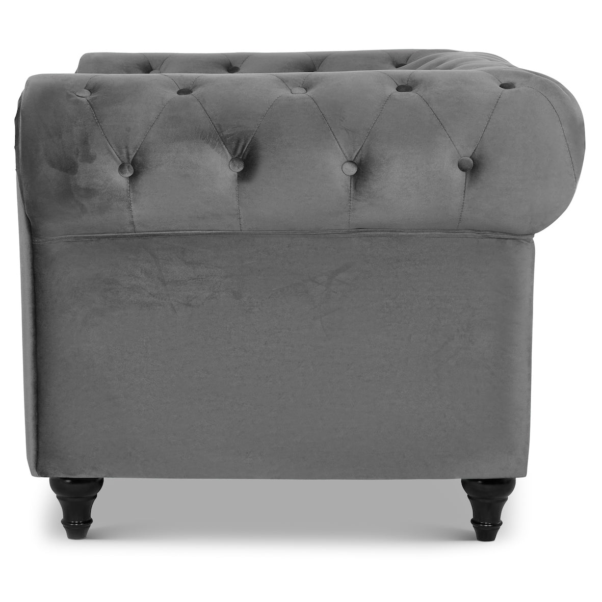 Chesterfield Velvet Armchair - Grey Furniture Bargainia