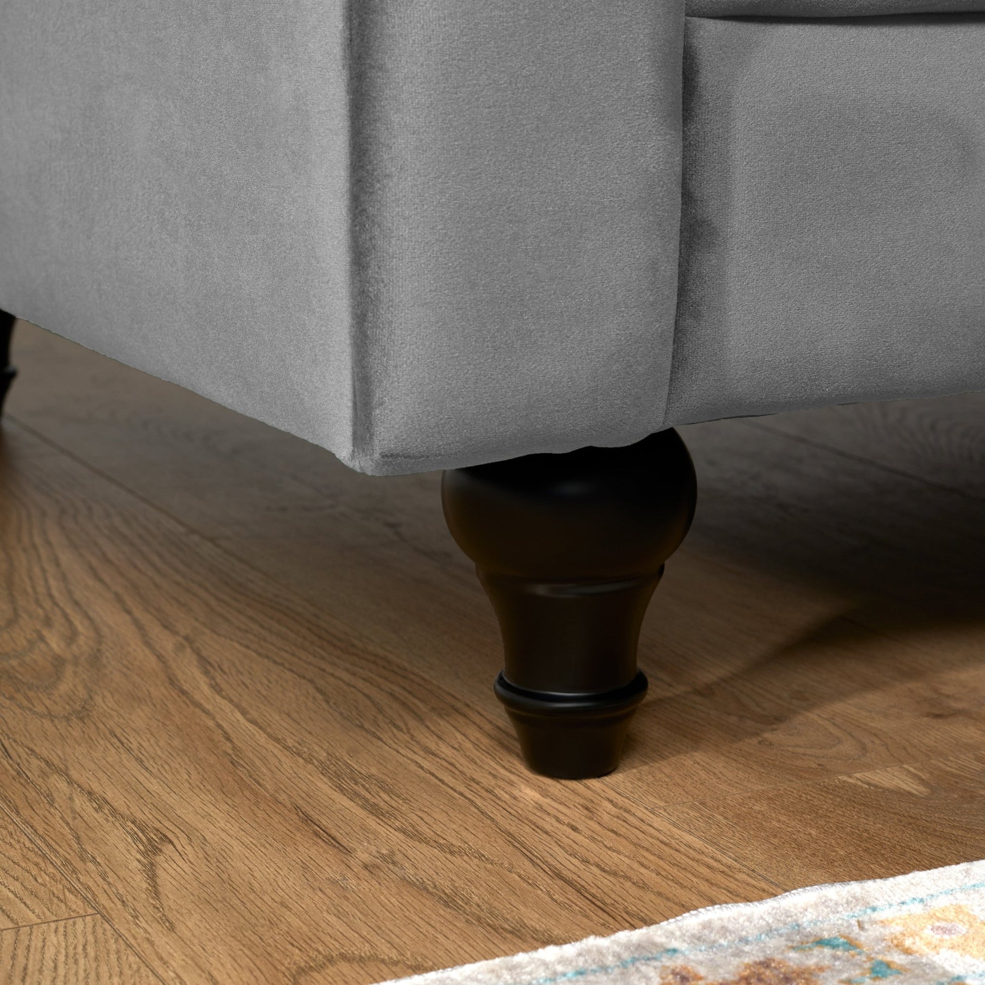 Chesterfield Velvet Armchair - Grey Furniture Bargainia