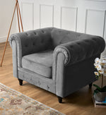Chesterfield Velvet Arm Chair - Grey - Bargainia.com - 