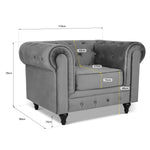 Chesterfield Velvet Arm Chair - Grey - Bargainia.com - 
