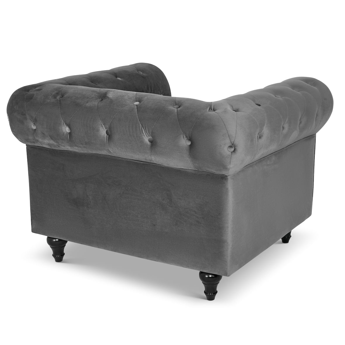 Chesterfield Velvet Armchair - Grey Furniture Bargainia
