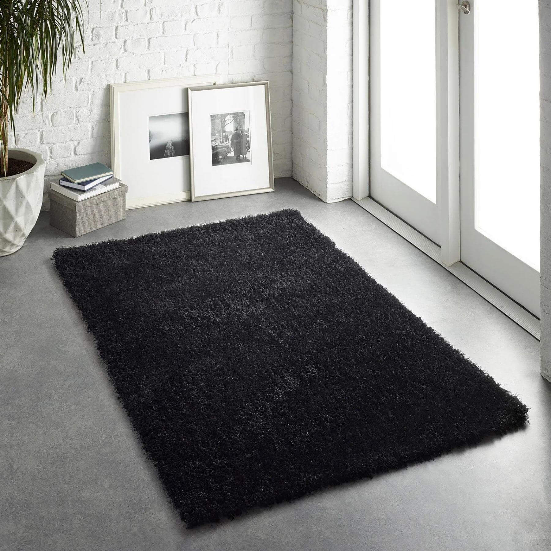 Chicago Black Shaggy Rug - Bargainia.com - 