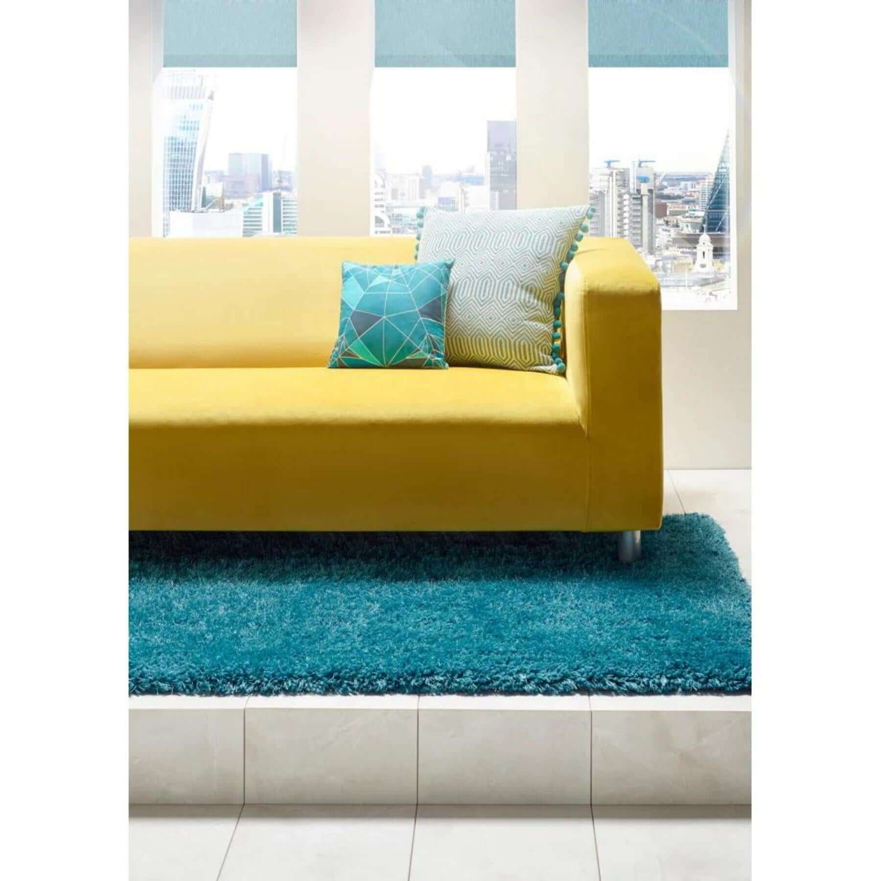 Chicago Dark Teal Shaggy Rug - Bargainia.com - 5026134022096 - CHICAG_DRKTEL_133XCIR