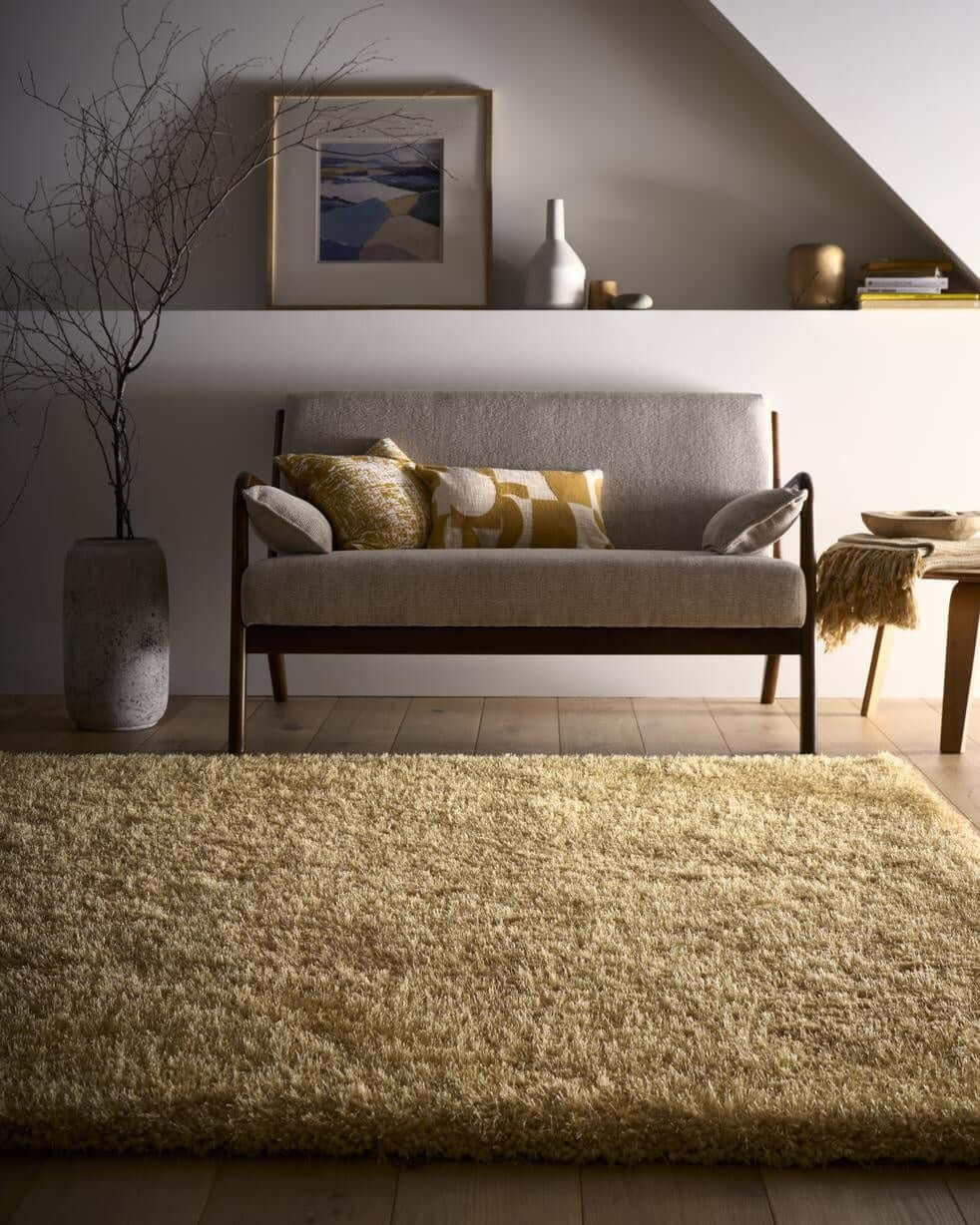 Chicago Ochre Shaggy Rug - Bargainia.com - 5026134535053 - CHICAG_OCHREX_133XCIR