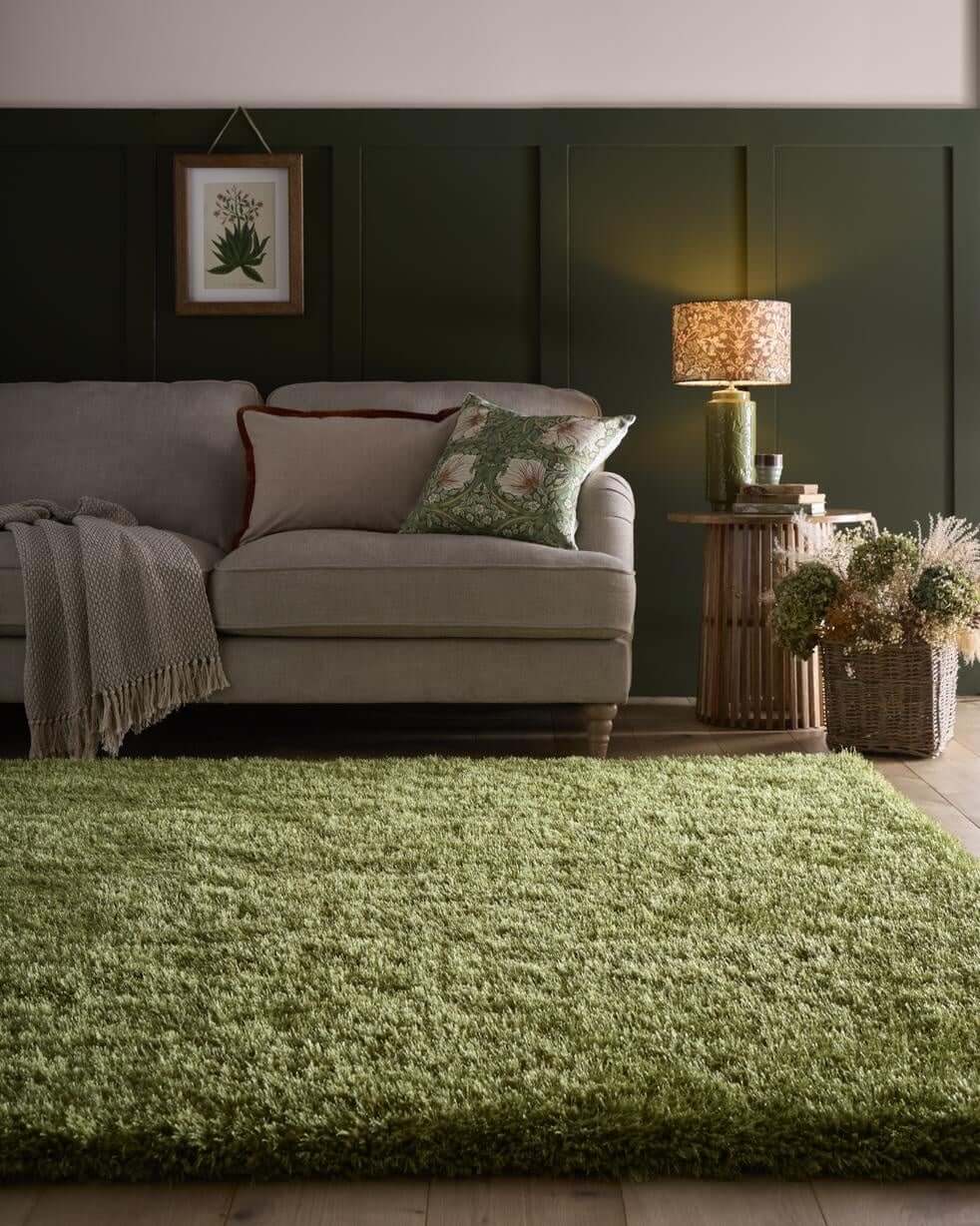 Chicago Olive Green Shaggy Rug - Bargainia.com - 5026134039698 - CHICAG_OLIVEX_133XCIR