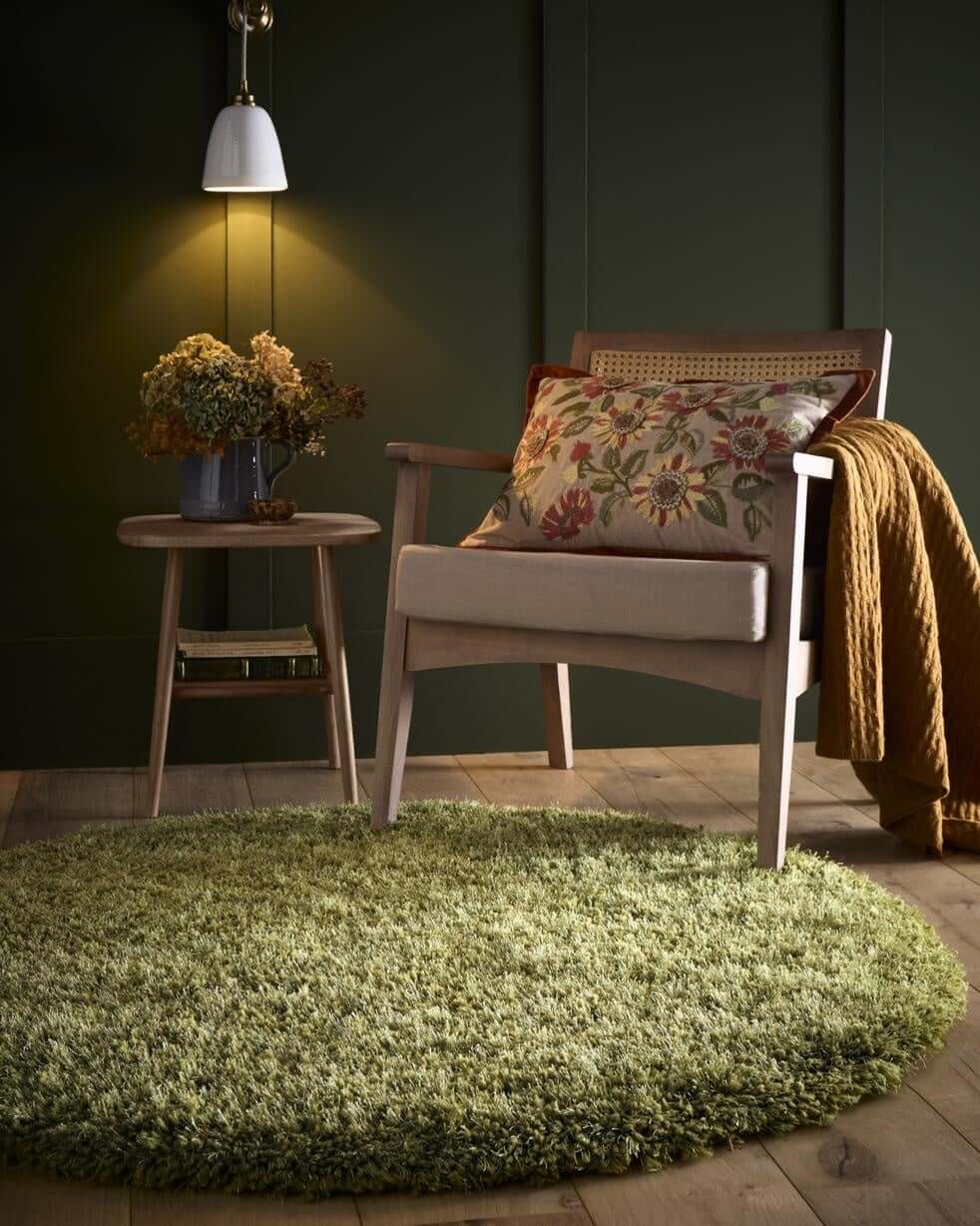 Chicago Olive Green Shaggy Rug - Bargainia.com - 
