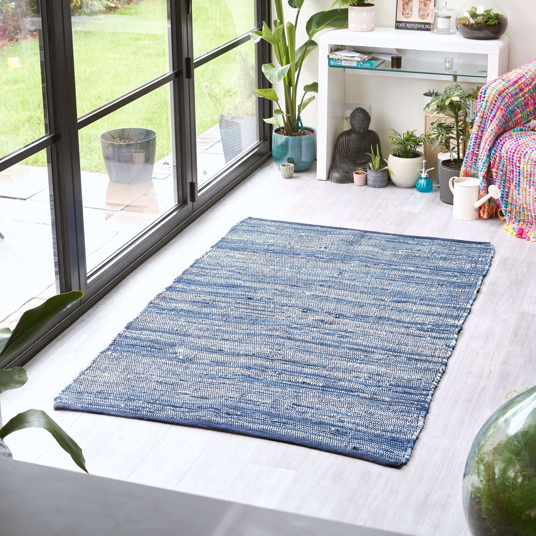 Chindi Handwoven Denim Recycled Rag Rug - Bargainia.com - 