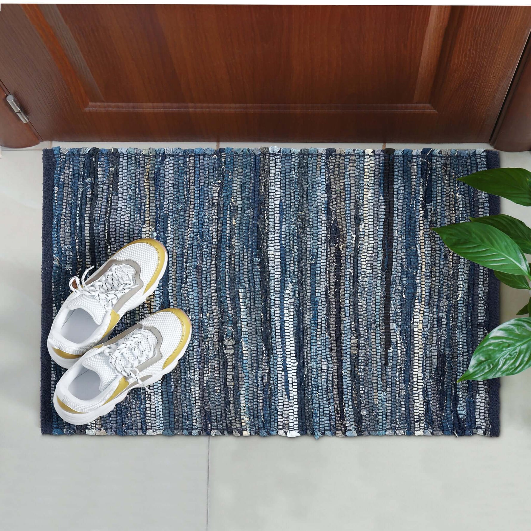Chindi Handwoven Denim Recycled Rag Rug - Bargainia.com - 