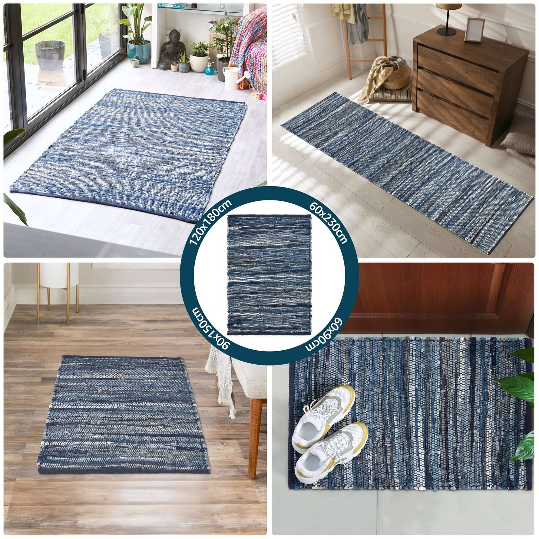 Chindi Handwoven Denim Recycled Rag Rug - Bargainia.com - 