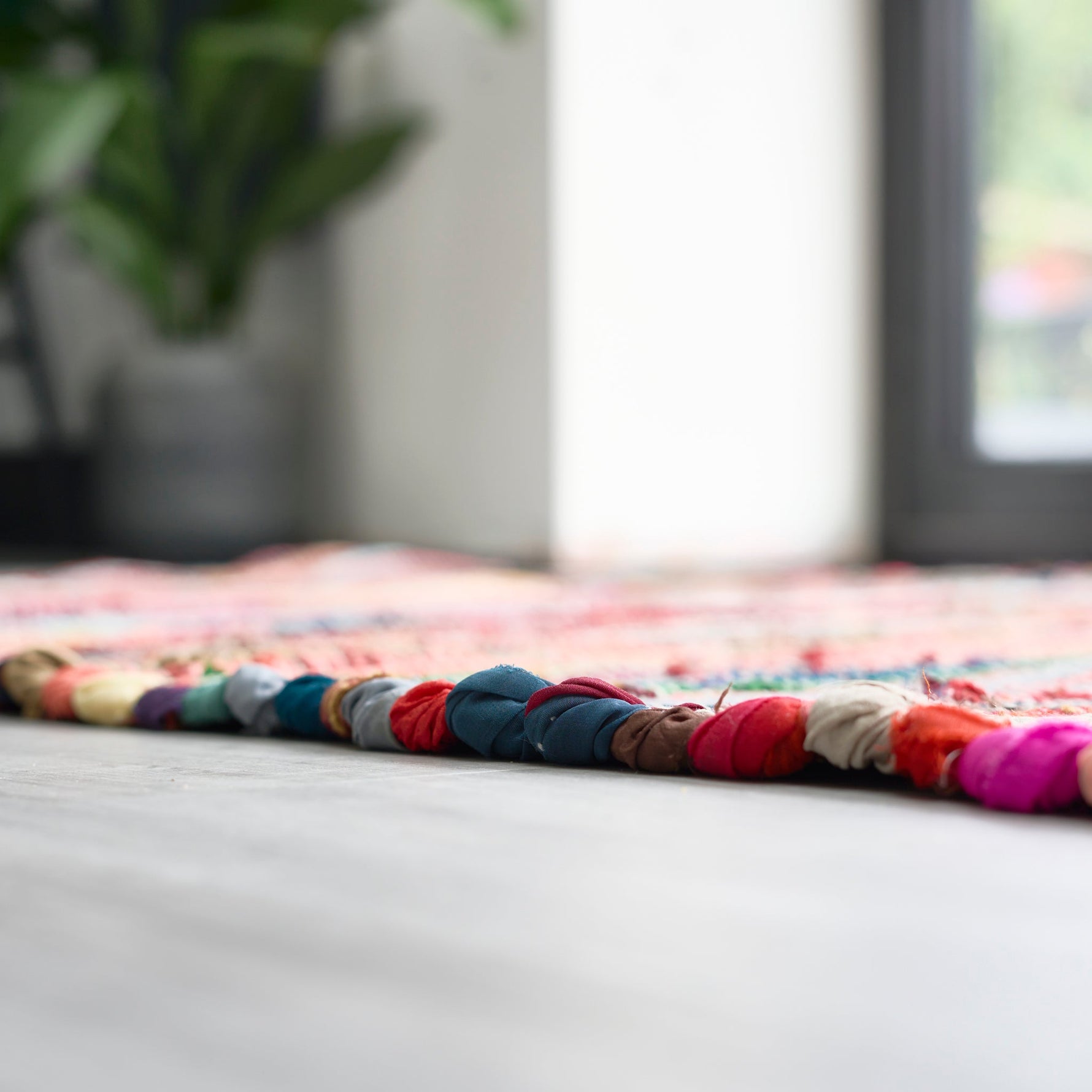 Chindi Handwoven Multi Coloured Recycled Rag Rug - Bargainia.com - 