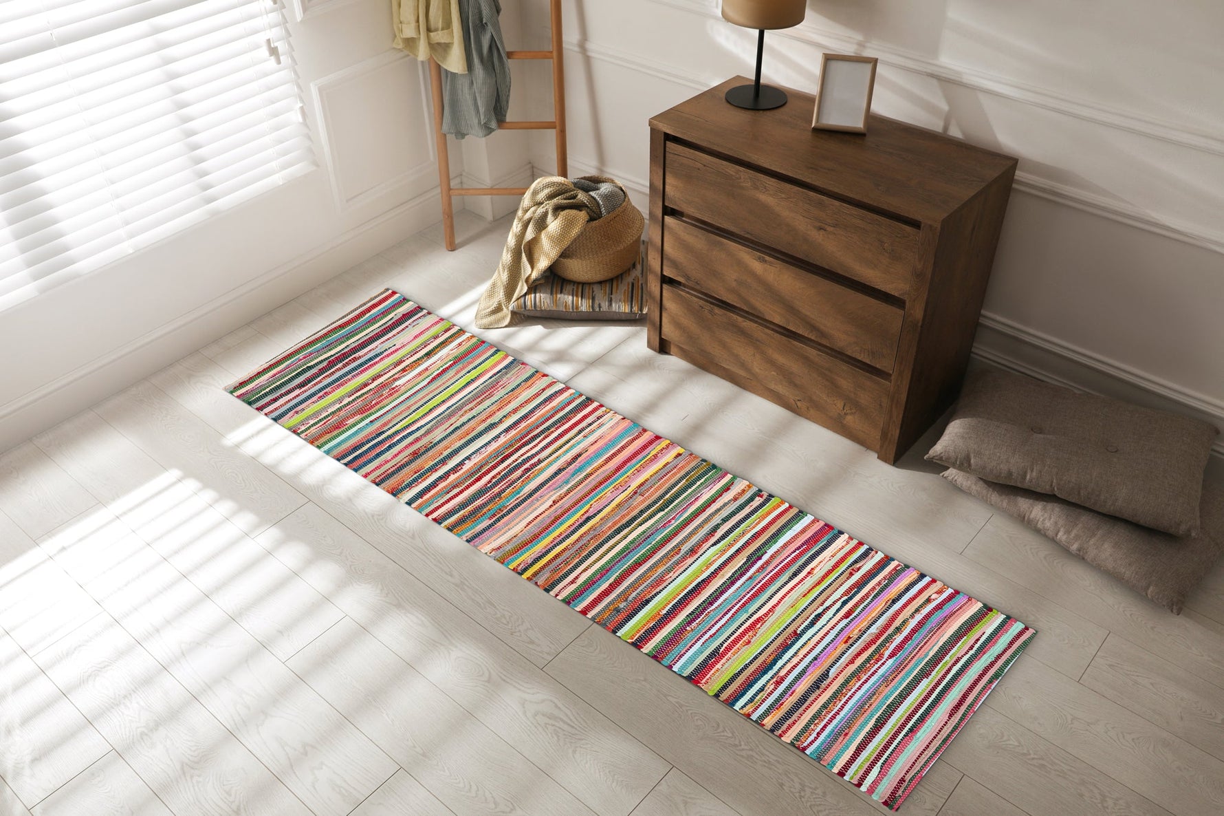 Chindi Handwoven Multi Coloured Recycled Rag Rug - Bargainia.com - 