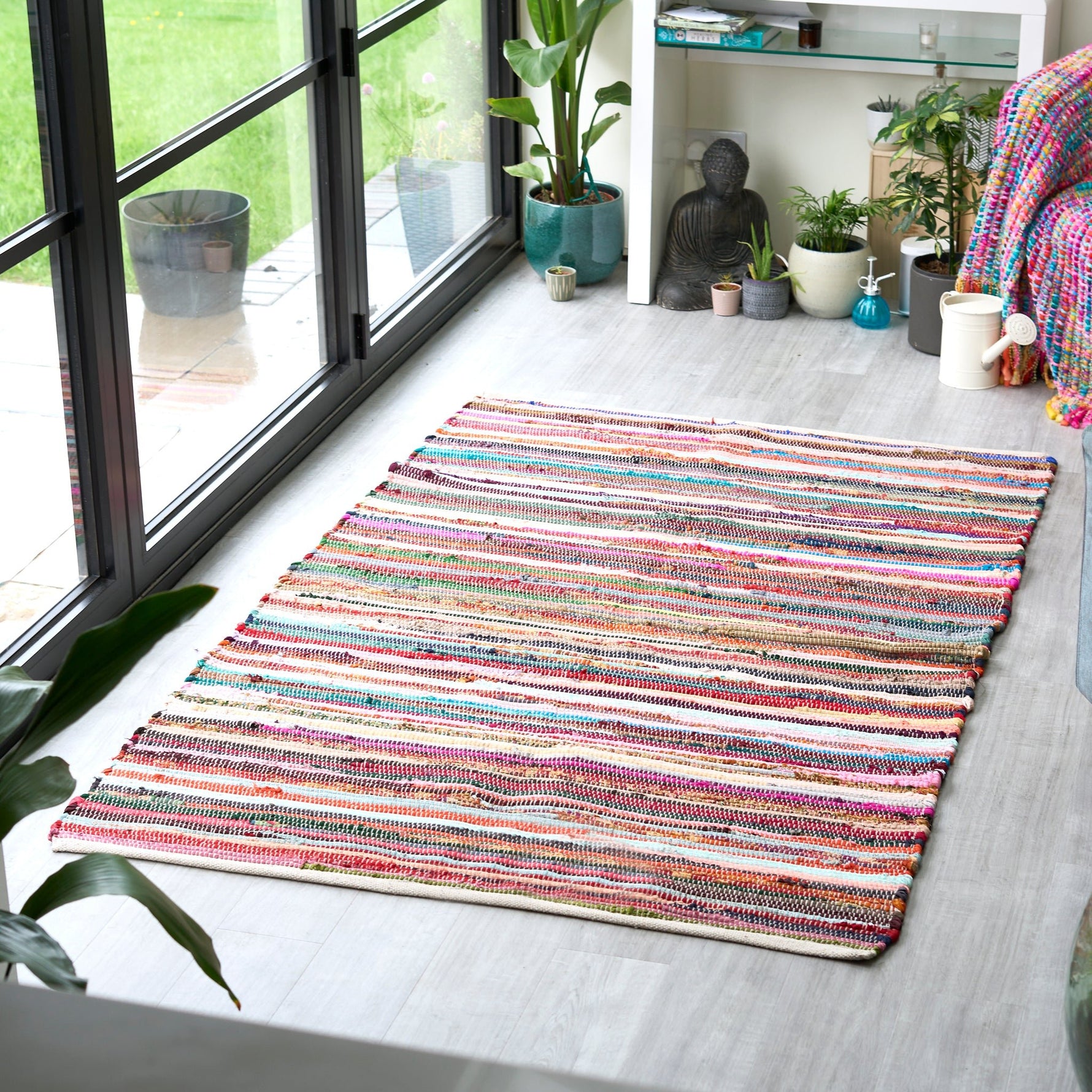 Chindi Handwoven Multi Coloured Recycled Rag Rug - Bargainia.com - 