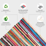 Chindi Handwoven Multi Coloured Recycled Rag Rug - Bargainia.com - 