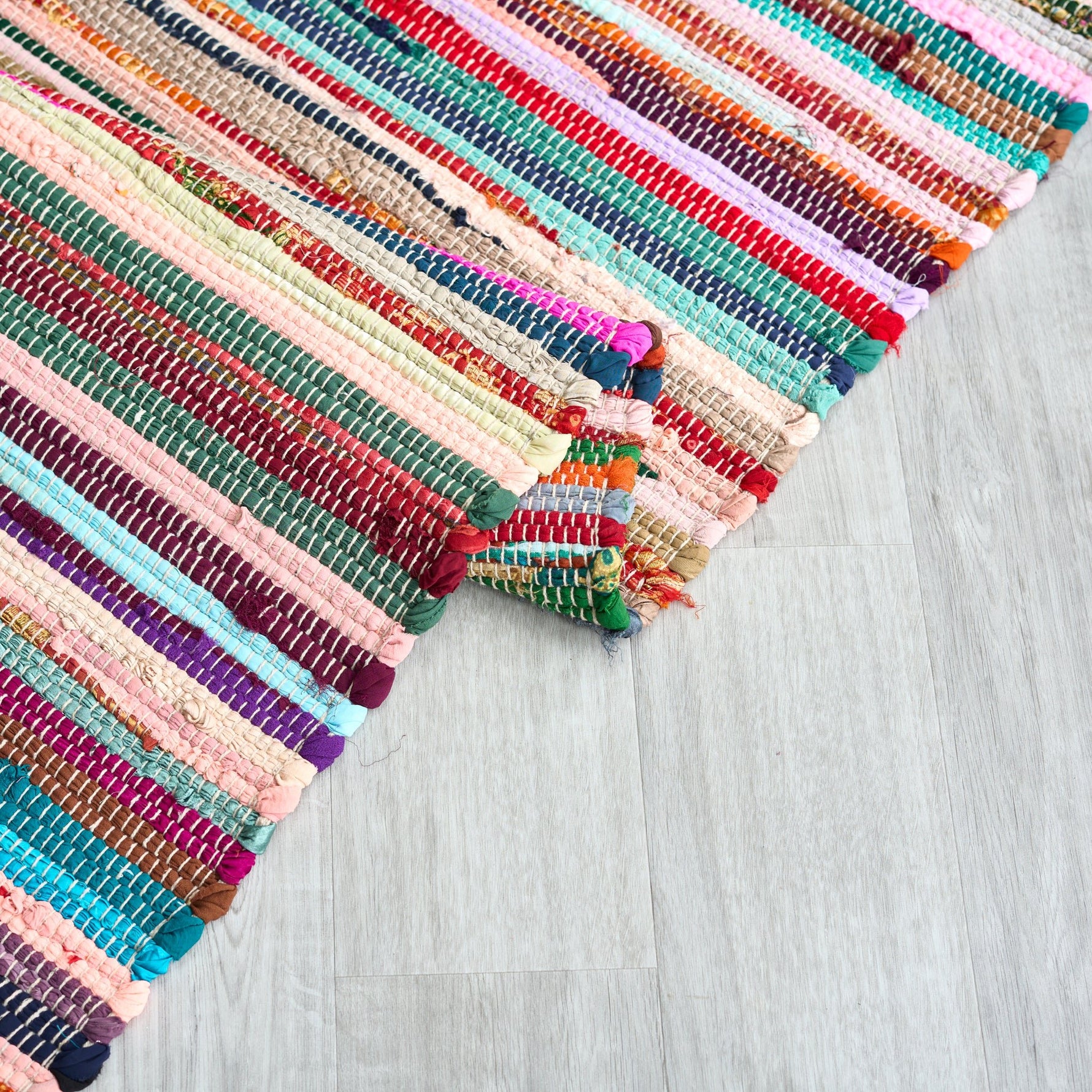 Chindi Handwoven Multi Coloured Recycled Rag Rug - Bargainia.com - 