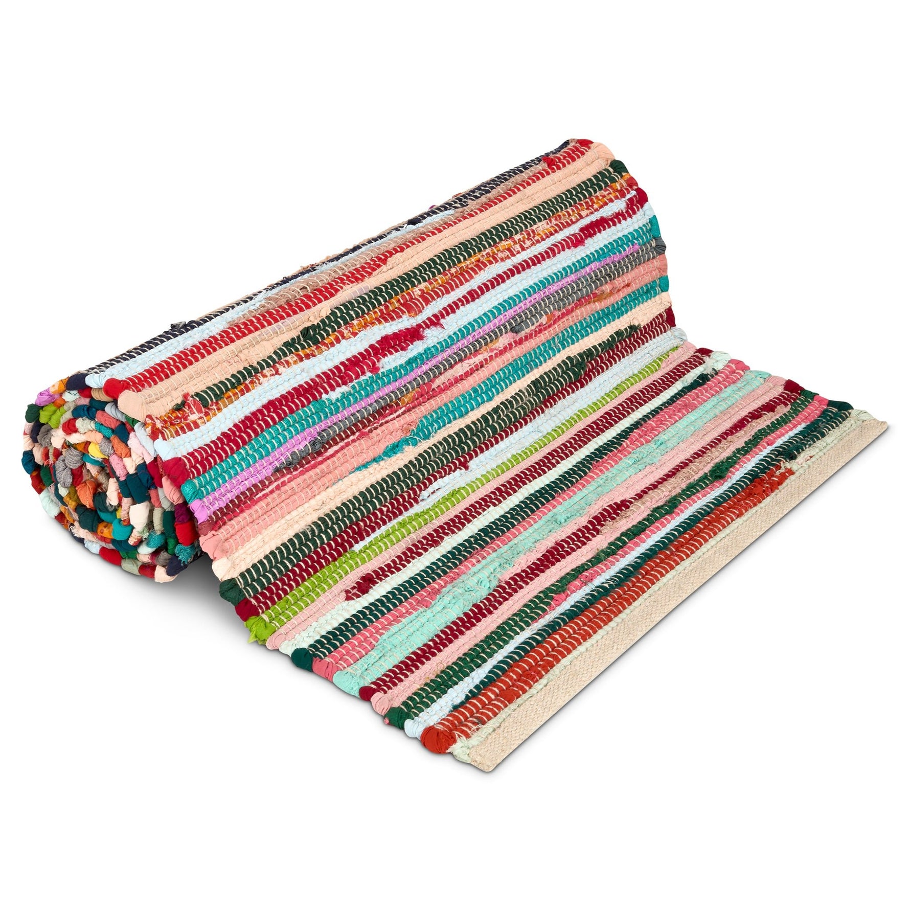 Chindi Handwoven Multi Coloured Recycled Rag Rug - Bargainia.com - 