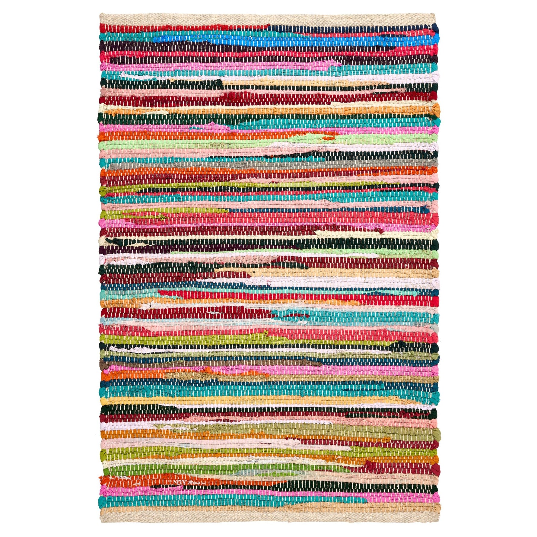Chindi Handwoven Multi Coloured Recycled Rag Rug - Bargainia.com - 