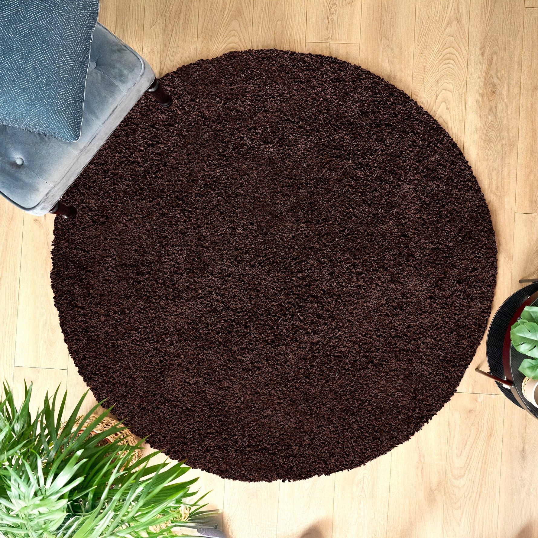 Chocolate Brown Thick Shaggy Rug - California - Bargainia.com - 