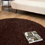 Chocolate Brown Thick Shaggy Rug - California - Bargainia.com - 