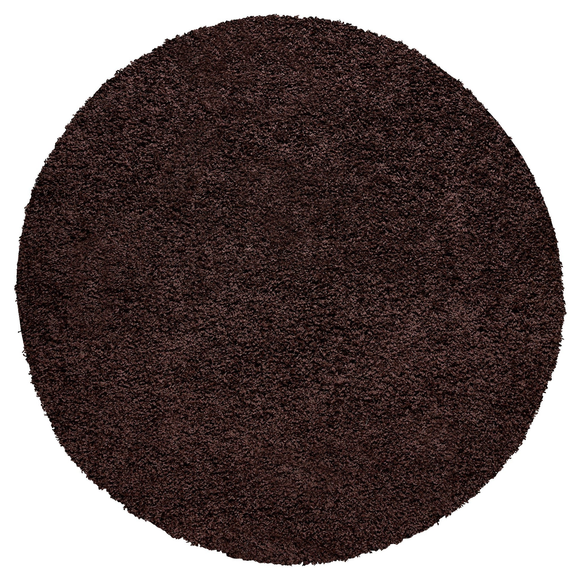 Chocolate Brown Thick Shaggy Rug - California Rugs Rug Masters 120cm Circle