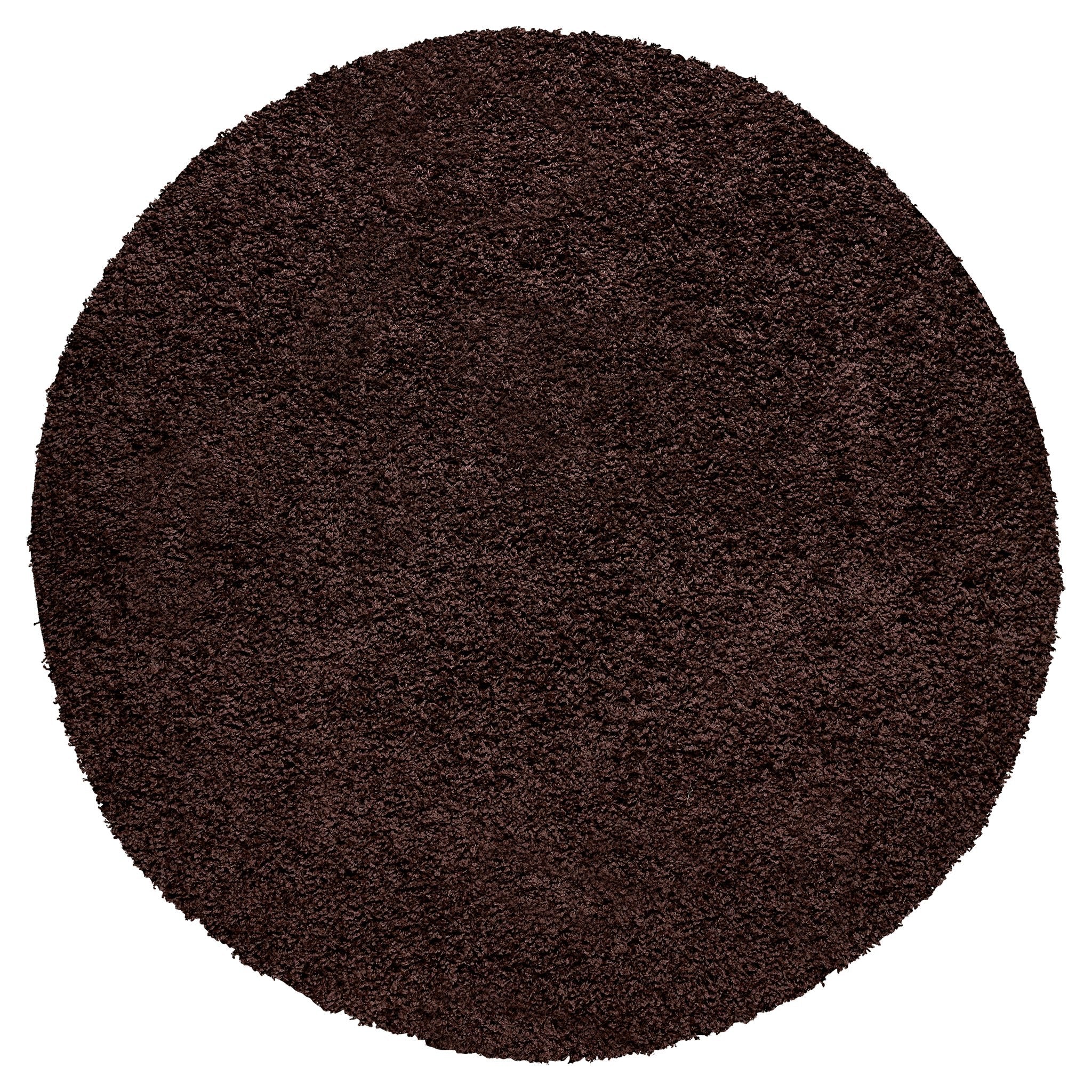 Chocolate Brown Thick Shaggy Rug - California Rugs Rug Masters 120cm Circle