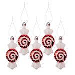 Christmas Baubles Candy Cane Swirl Sweets 5 Pack 10CM - Bargainia.com - 
