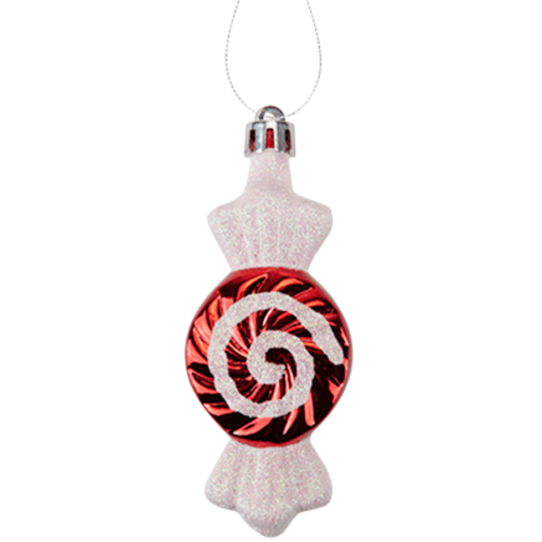 Christmas Baubles Candy Cane Swirl Sweets 5 Pack 10CM - Bargainia.com - 