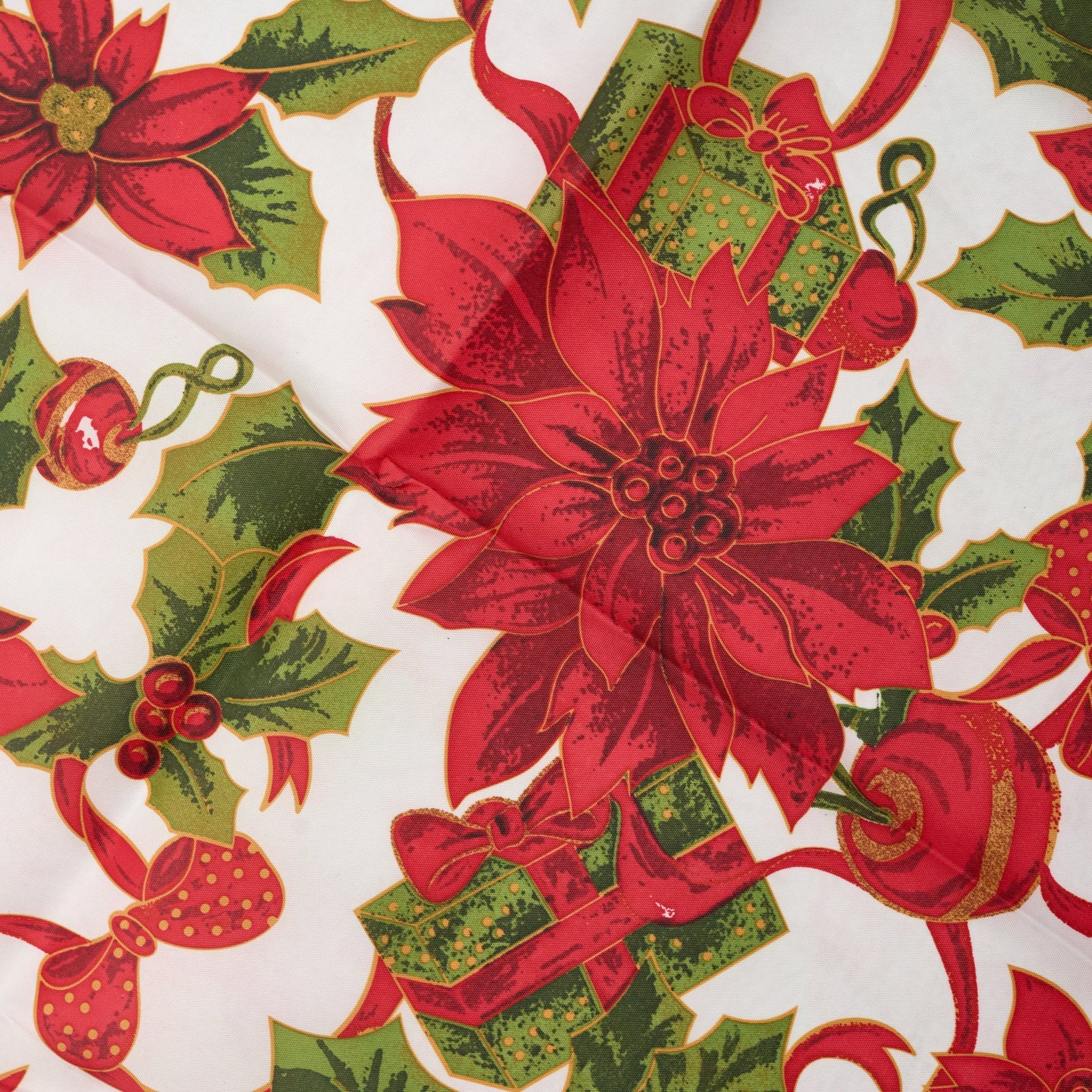Christmas Table Cloth - Christmas Present & Poinsettias - Bargainia.com - 