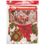 Christmas Table Cloth - Christmas Present & Poinsettias - Bargainia.com - 