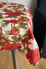 Christmas Table Cloth - Christmas Present & Poinsettias - Bargainia.com - 