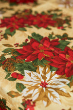 Christmas Table Cloth - Cream & Red Poinsettias - 152 × 224cm - Bargainia.com - 