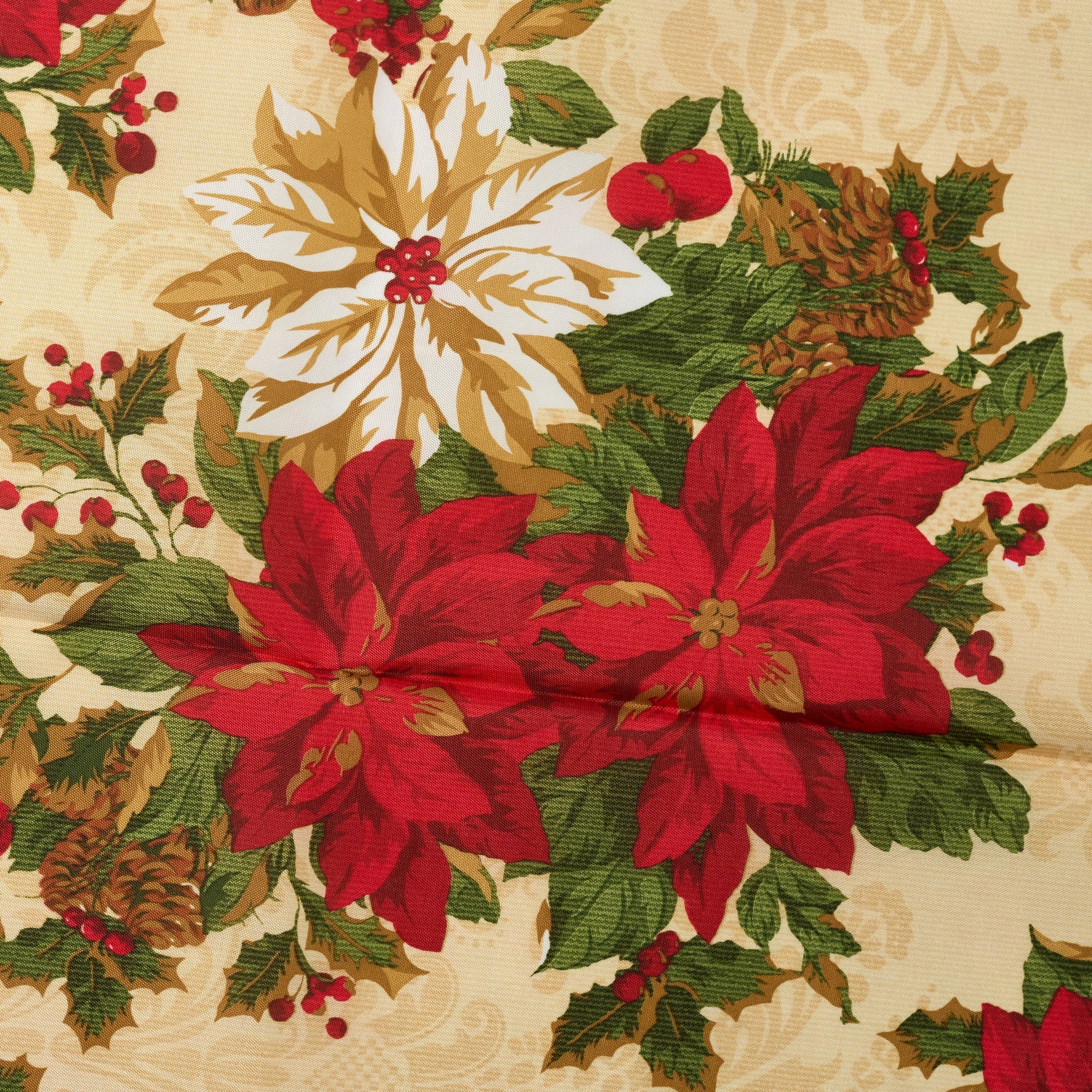 Christmas Table Cloth - Cream & Red Poinsettias - 152 × 224cm - Bargainia.com - 5056150211914 - 92285 - 6088 - K