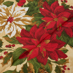 Christmas Table Cloth - Cream & Red Poinsettias - 152 × 224cm - Bargainia.com - 
