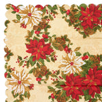 Christmas Table Cloth - Cream & Red Poinsettias - 152 × 224cm - Bargainia.com - 