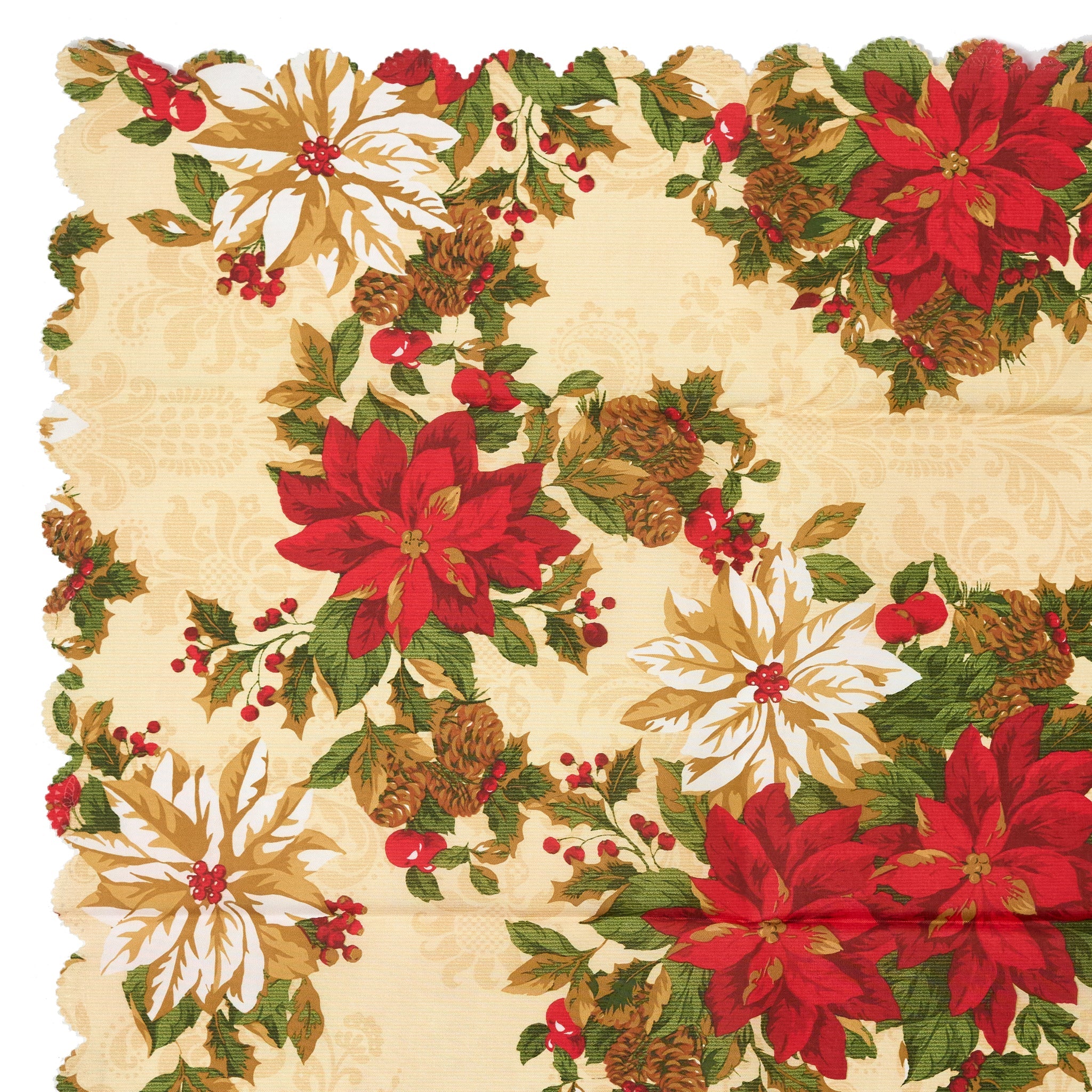 Christmas Table Cloth - Cream & Red Poinsettias - 152 × 224cm - Bargainia.com - 5056150211914 - 92285 - 6088 - K