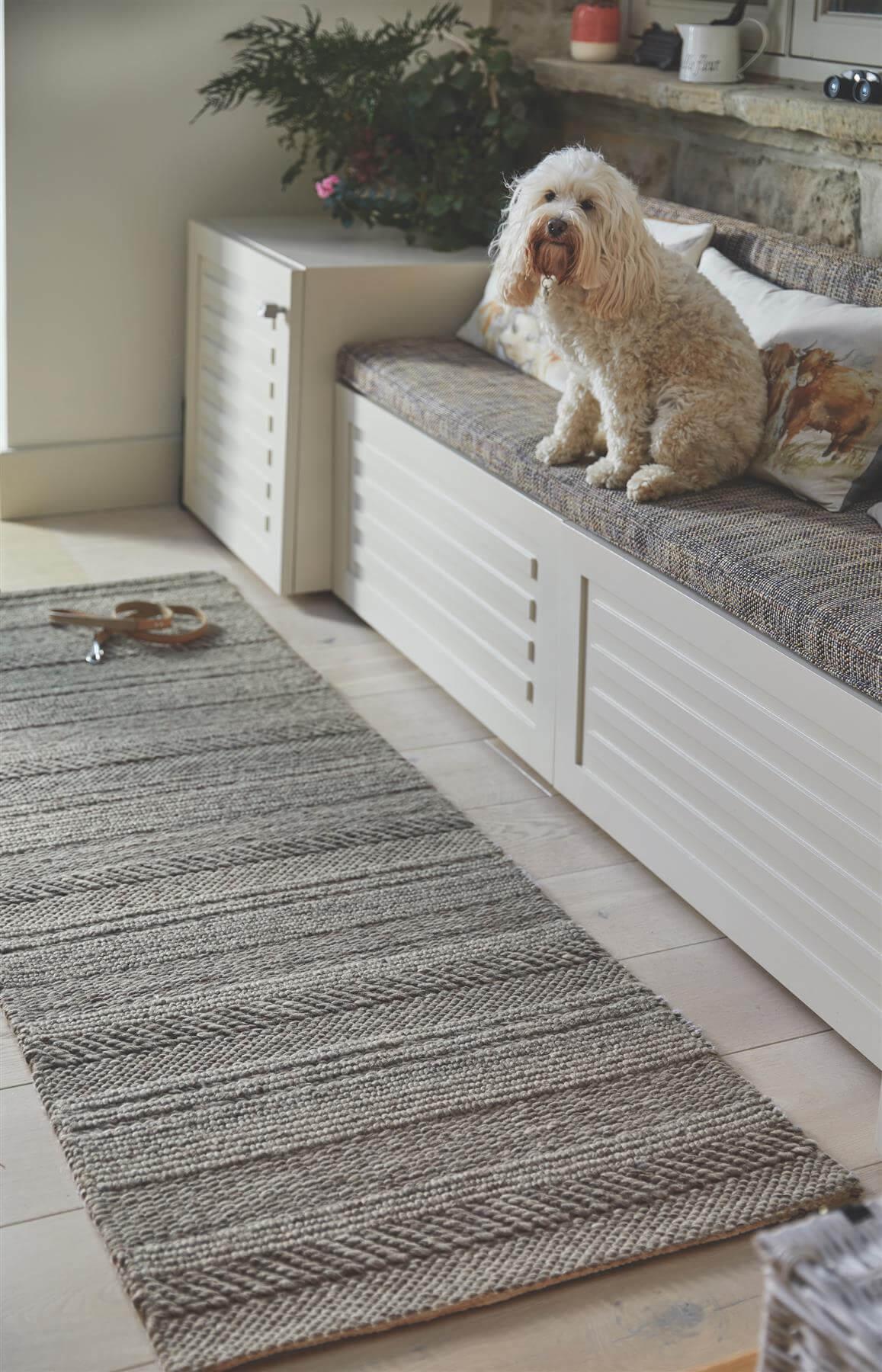 Chunky Natural/Grey Knitted Rug - Bargainia.com - 