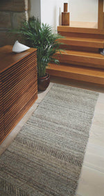 Chunky Natural/Grey Knitted Rug - Bargainia.com - 