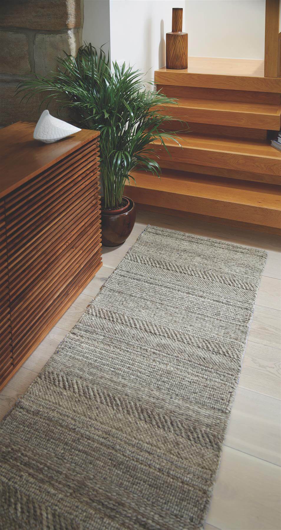 Chunky Natural/Grey Knitted Rug - Bargainia.com - 