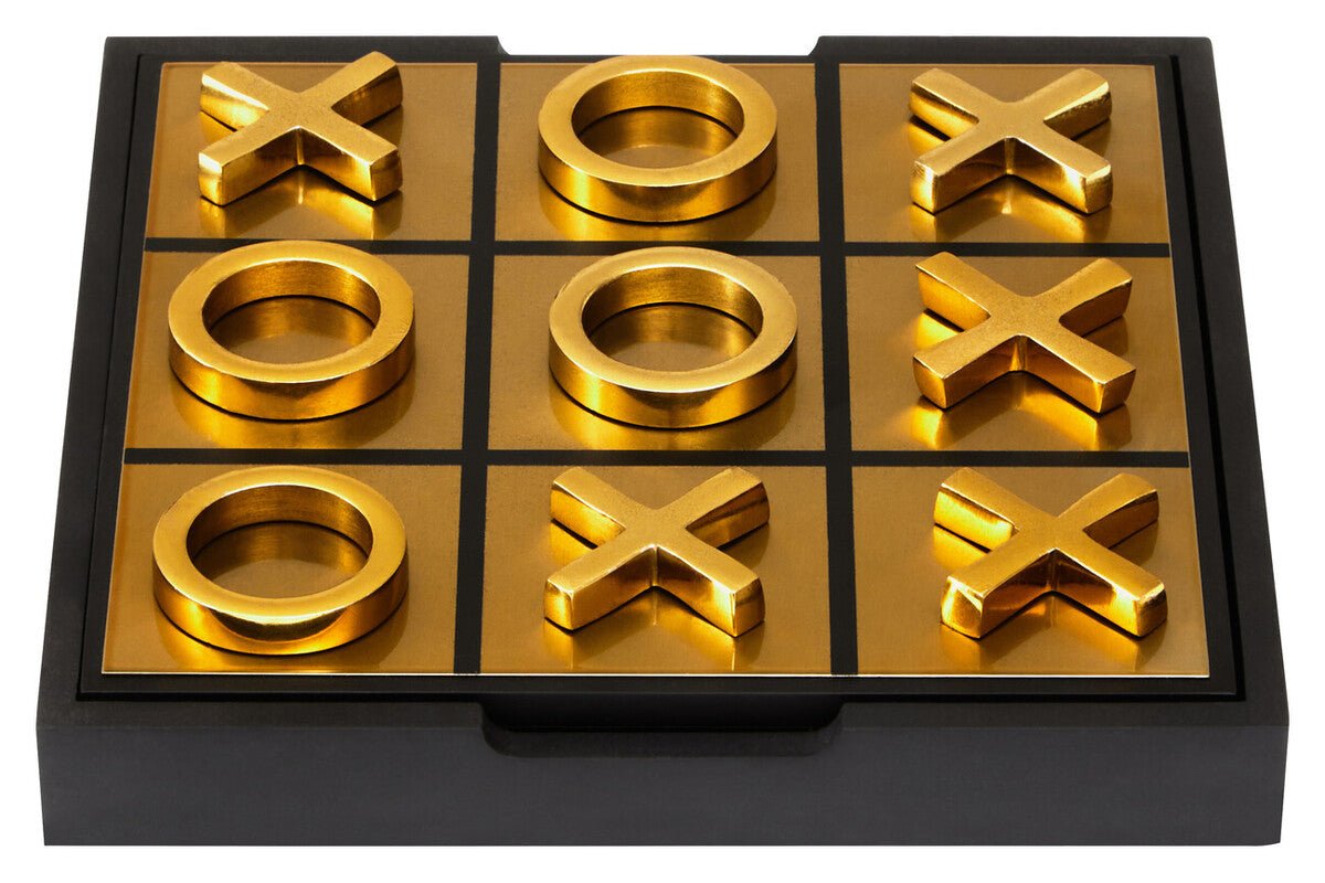 Churchill Games Black And Gold Aluminium Noughts and Crosses - Bargainia.com - 5018705974927