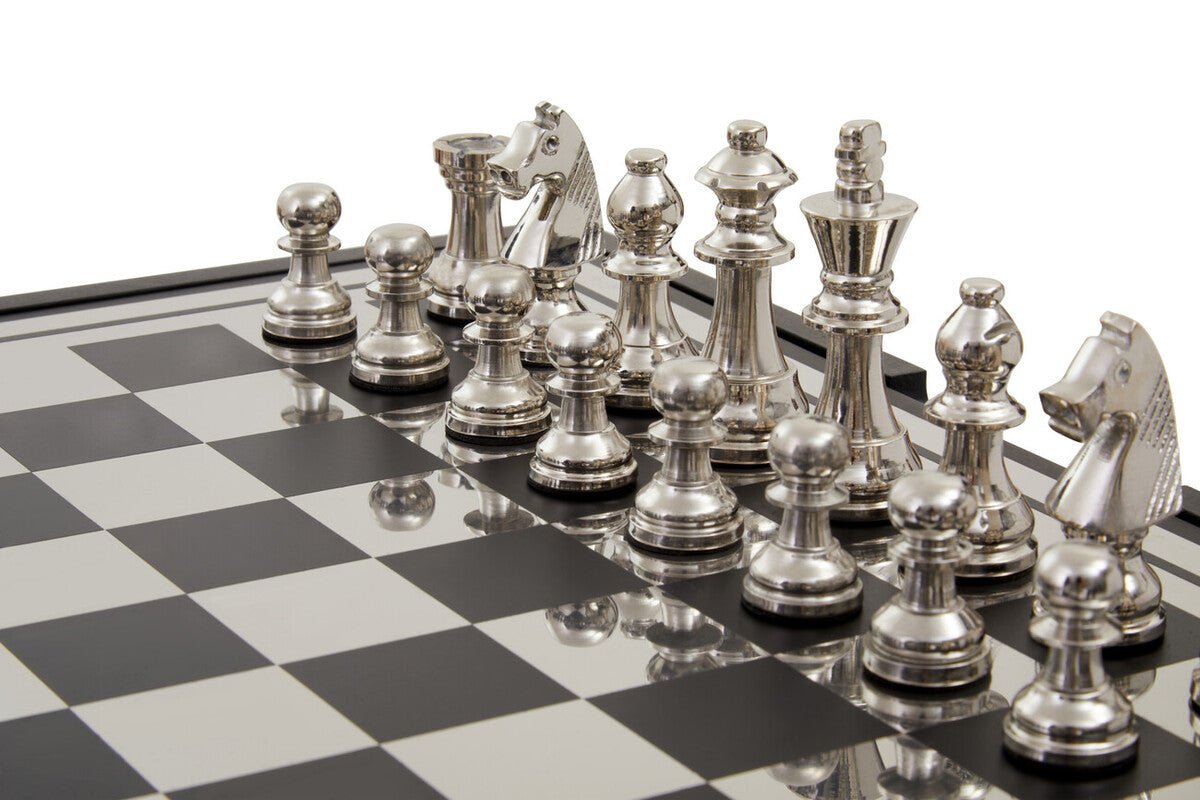 Churchill Games Black And Silver Chess Set - Bargainia.com - 5018705497174