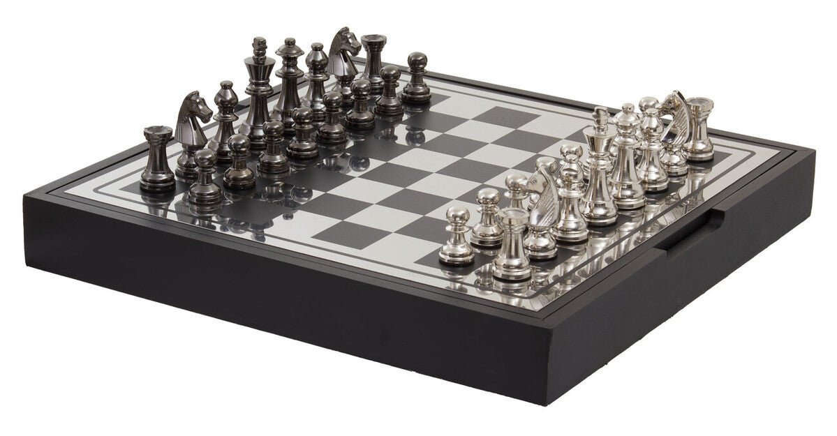 Churchill Games Black And Silver Chess Set - Bargainia.com - 5018705497174