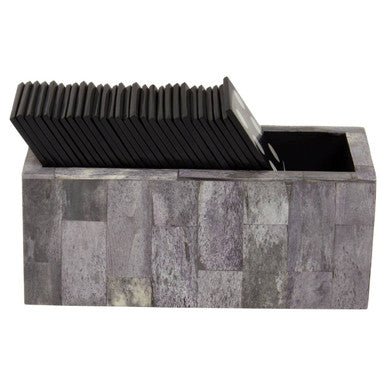 Churchill Games Grey Bone Domino Set with Black Dominoes - Bargainia.com - 5018705962603