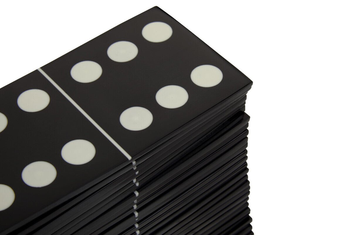Churchill Games Grey Bone Domino Set with Black Dominoes - Bargainia.com - 5018705962603