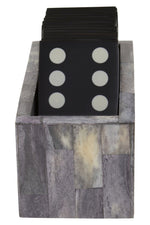 Churchill Games Grey Bone Domino Set with Black Dominoes - Bargainia.com - 5018705962603