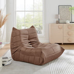 Cocoon Brown Floor Sofa Lounge Chair - Faux Suede - Bargainia.com - 