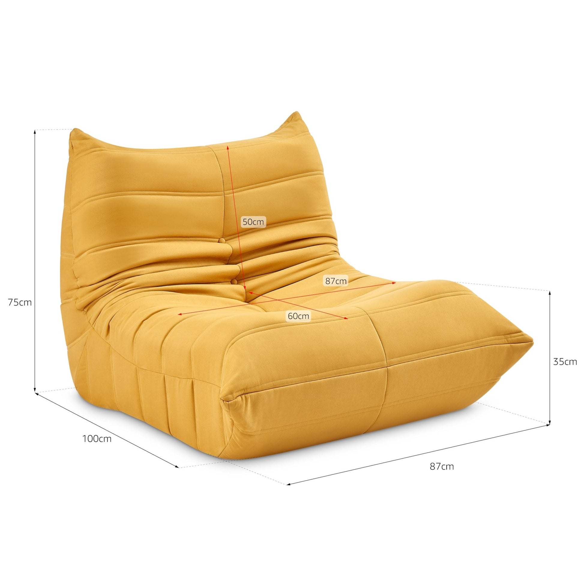 Cocoon Ochre Floor Sofa Lounge Chair - Faux Suede Clearance