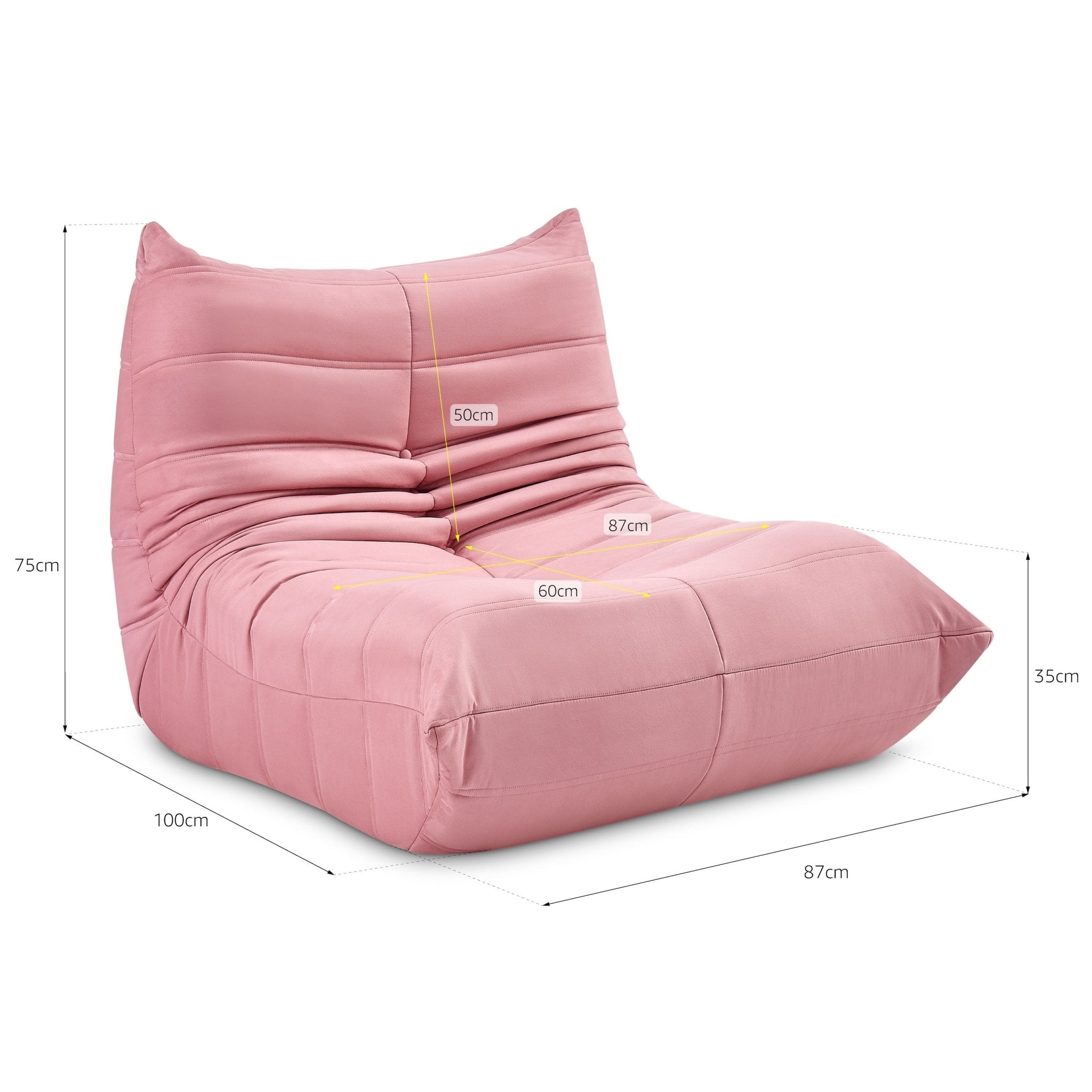 Cocoon Rose Pink Floor Sofa Lounge Chair - Suede Effect Clearance