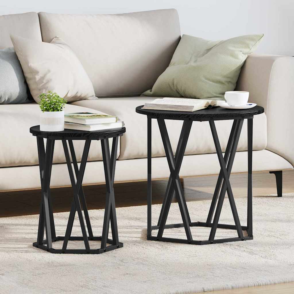 Coffee Table 2 pcs Black oak 50 x 50 x 50 cm - Bargainia.com - 